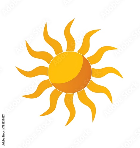 A simple vector logo of the sun in yellow and orange colors on a white background