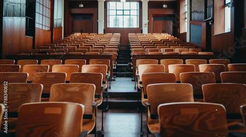 Empty Modern Classroom. Back to school concept in the modern university. modern Classroom Interior.