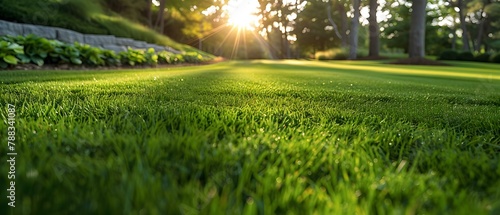 Freshly Cut Grass at Sunrise: A Minimalist Symphony. Concept Nature Photography, Sunrise, Minimalism, Serene Landscapes, Freshness