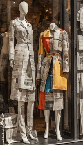 Fashionable Women's Outfits Made of Newspapers