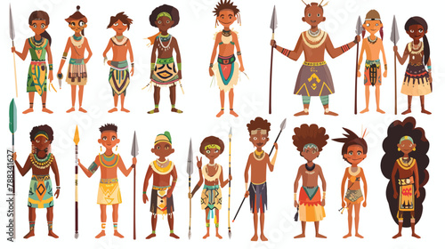 African tribe people native village ethnicity illustr