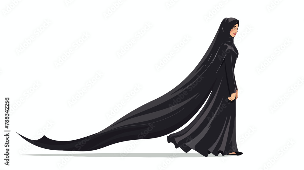 Arabian woman in black islamic dress. Traditional mus - obrazy, fototapety, plakaty 