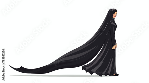 Arabian woman in black islamic dress. Traditional mus photo