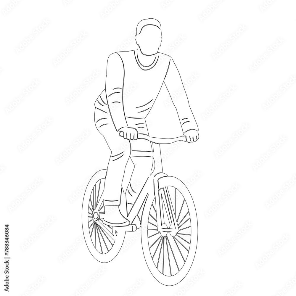 Obraz premium man on a bicycle sketch on a white background vector