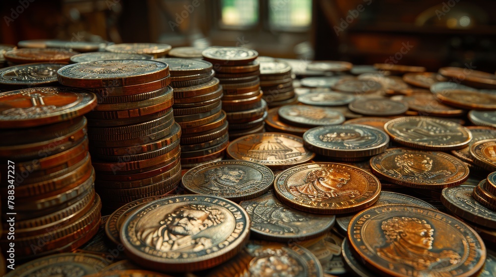 Old Money Coins  - obrazy, fototapety, plakaty 