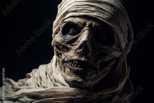 Age-old Ancient mummy spooky. Evil dead. Generate Ai