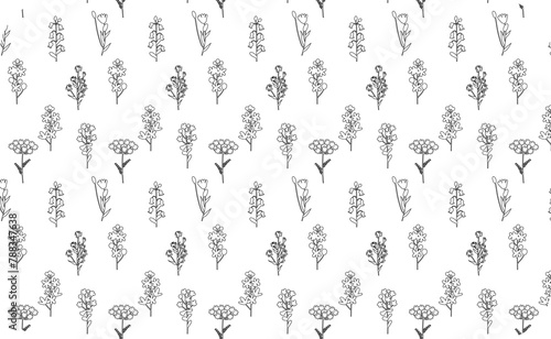 Rectangle background with flowers drawing summer design. 