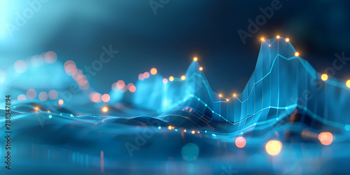Abstract digital chart background, stock business graph, statistics and diagram about data exchange in finance, trend and trade in economy photo