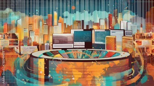 Data journalism illustration depicting the use AI generated