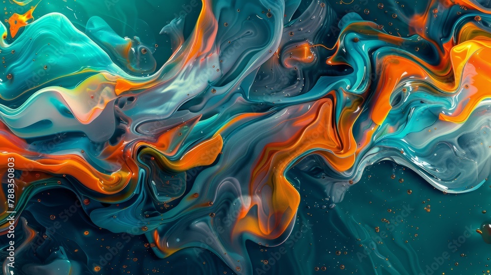 Vivid swirls of orange and teal creating an abstract masterpiece of motion and energy