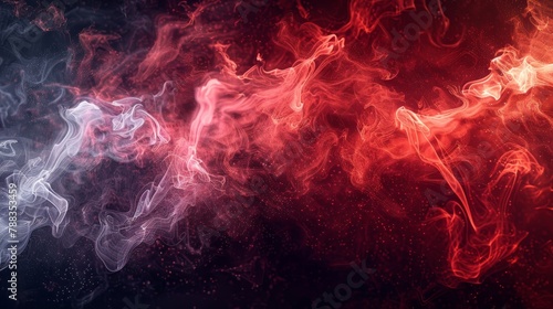 Celestial dance of red nebulae amidst cosmic smoke, invoking the mysteries of the universe