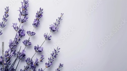 Fragrant lavender flower arranged elegantly on a white background  emanating relaxation and calmness.