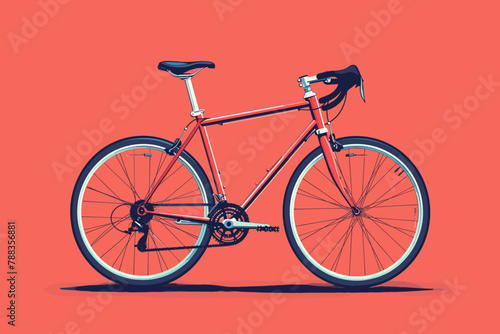 Classic racing bicycle illustration with vibrant red and blue