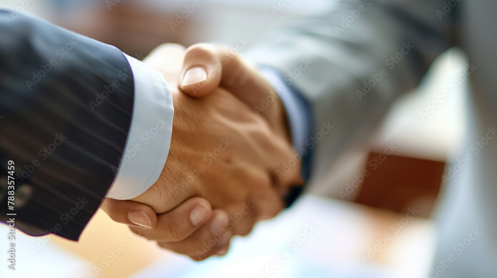 close up of businessmen shaking hands
Professional Business Handshake Agreement in Office Environment