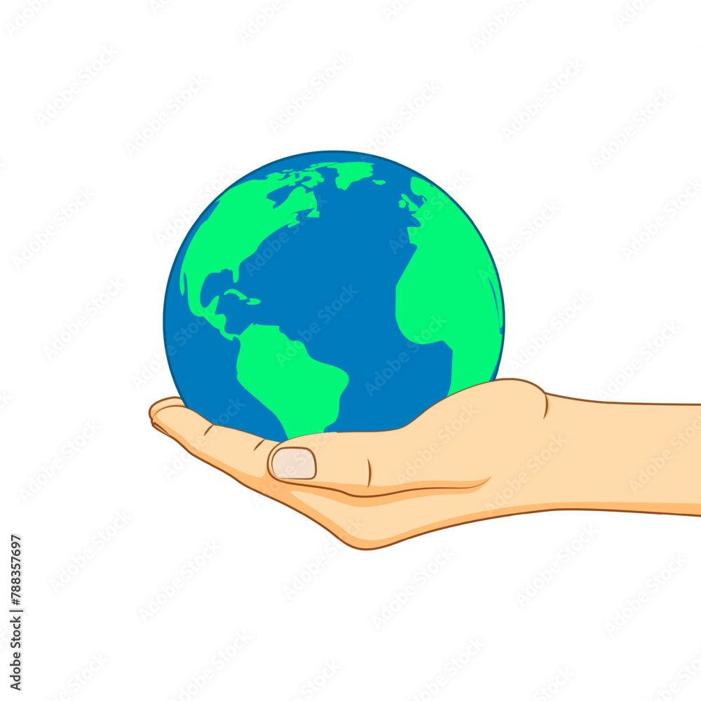 Vector illustration of Earth in hand on transparent background Vector illustration of Earth in hand on transparent background