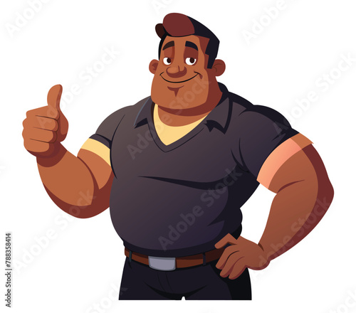 Enthusiastic black man with a thumbs-up gesture, Positive affirmation vector cartoon illustration.