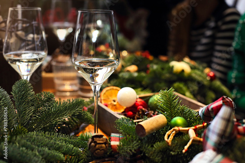 Christmas decoration on the wooden table photo