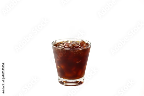 Americano iced coffee and coffee bean on white background with isolated.