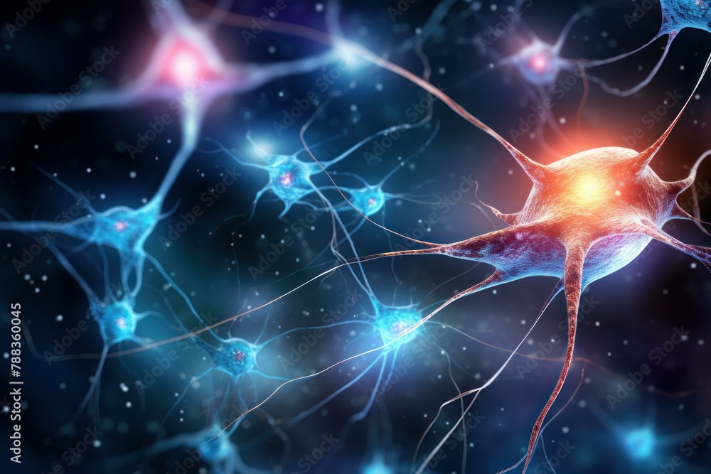 Vital Single neuron synapses. Axon brain cell impulse signal. Generate Ai Vital Single neuron synapses. Axon brain cell impulse signal. Generate Ai