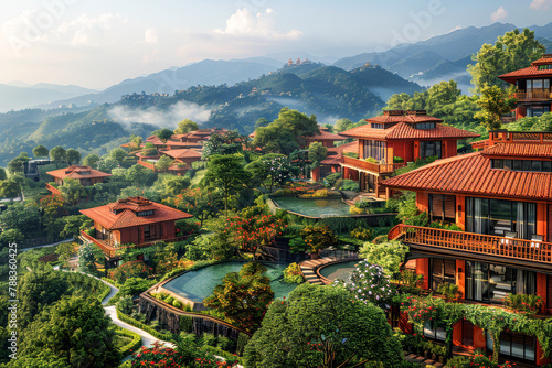 Hilltop Pagoda Resort Overlooking Serene Valleys © TATIANA Z