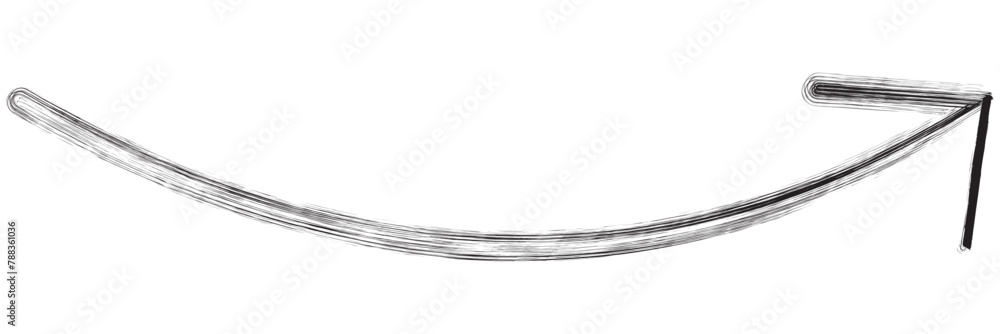 Various bold brush drawn curved arrows. Collection doodle marker thick ...