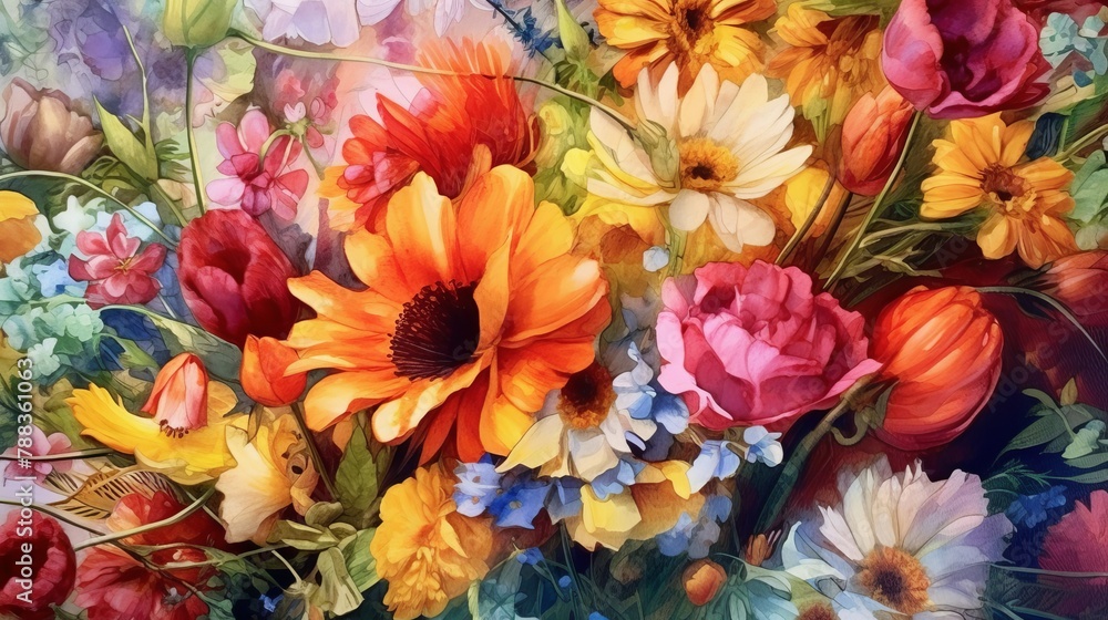 A close-up of a vase filled with blooming flowers AI generated A close-up of a vase filled with blooming flowers AI generated