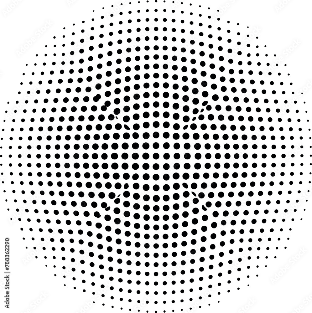 Black circle with halftone Abstract dots Vector illustration generated by Ai