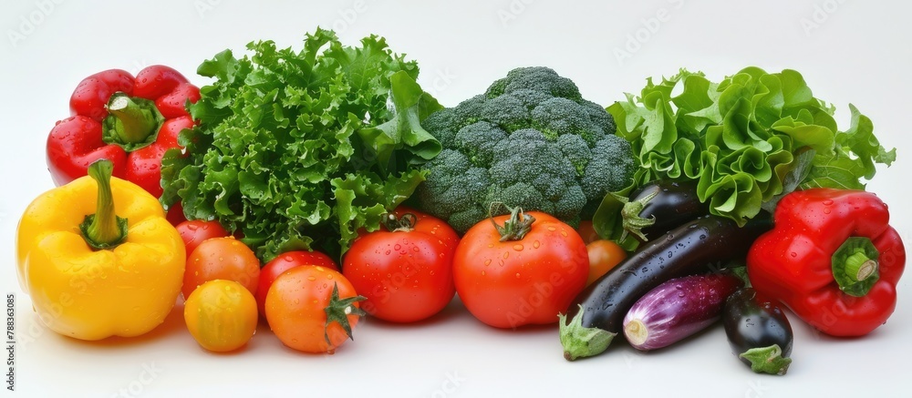 Fresh vegetables set against a white backdrop. Fresh vegetables set against a white backdrop.