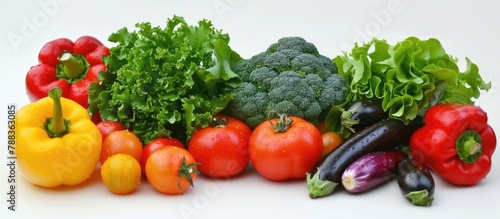 Fresh vegetables set against a white backdrop.