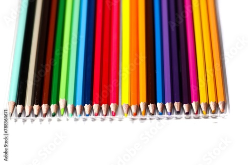 Colorful pencils on white background with isolated concept.