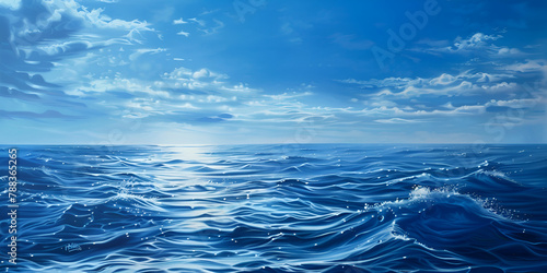 Conceptual sea or ocean water waves and sky cloudscape exotic or paradise background