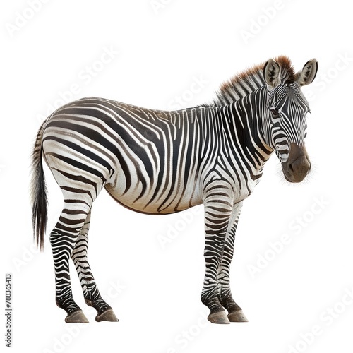 Grevy s Zebra standing side view isolated on white background  photo realistic.