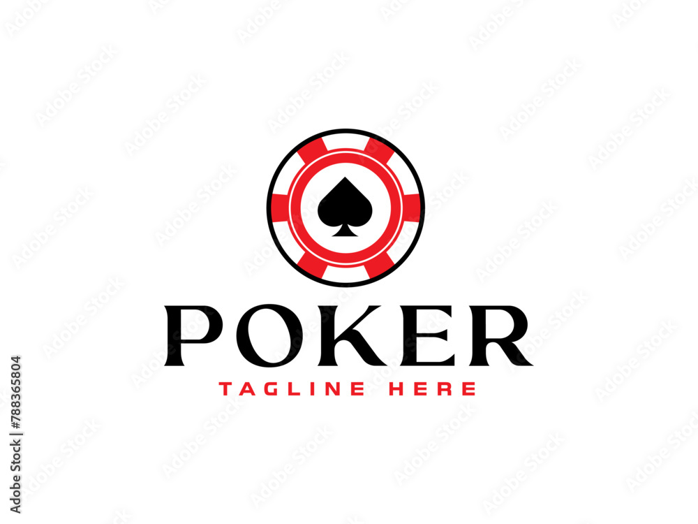 poker logo vector illustration, poker card and chip casino logo template