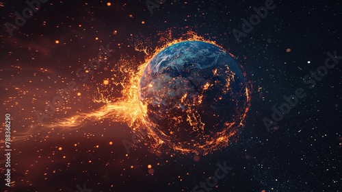 Apocalyptic fire ravaging Earth, symbolizing end times, in 8K resolution AI Image