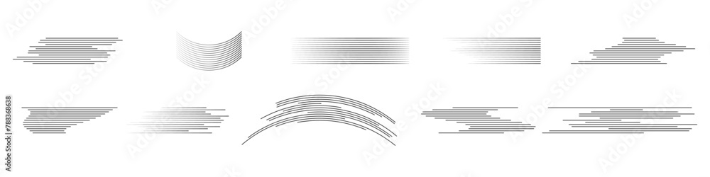 Obraz premium Speed lines isolated set. Comic speed motion lines collection. Motion effect for your design. Vector illustration...