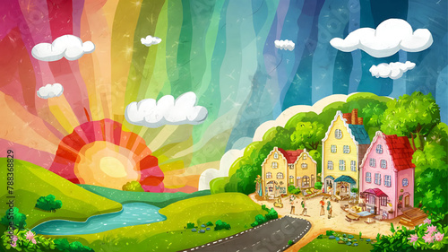 Cartoon background for story telling , animation , video games 