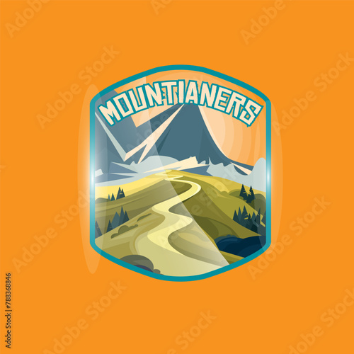 Mountainers logo vector graphic of illustration with background photo