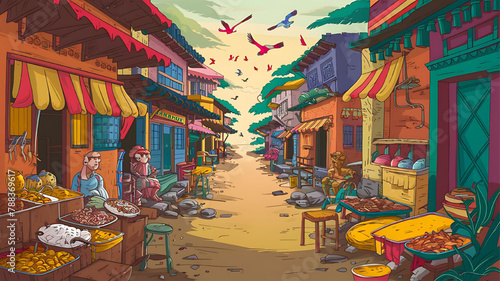 Cartoon background for story telling , animation , video games 