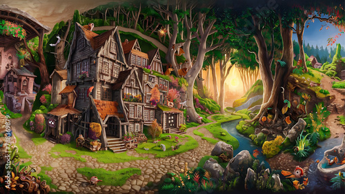 Cartoon background for story telling , animation , video games 