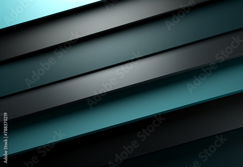 3D panoramic deep teal black metal background. Modern geometric shape gradient digital technology wallpaper. Luxury pattern website banner. High-quality ultra-realistic matt finish. Generative AI