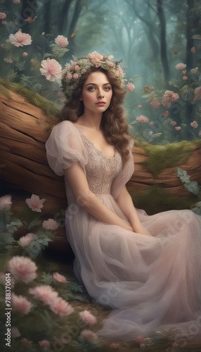 Wallpaper Mural Portrait of a Girl with Flowers in Her Hair Torontodigital.ca