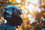 Discover the realism of a high-definition motorcycle helmet photo, vibrant and amazing. AI generative.