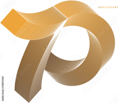 The number 70, 70th Anniversary in a luxurious and symbolic style. The design two-tone color scheme of gold and brown, formed by the interlocking of a square and a circle reminiscent of a mandala.