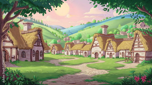 Cartoon background for story telling , animation , video games 