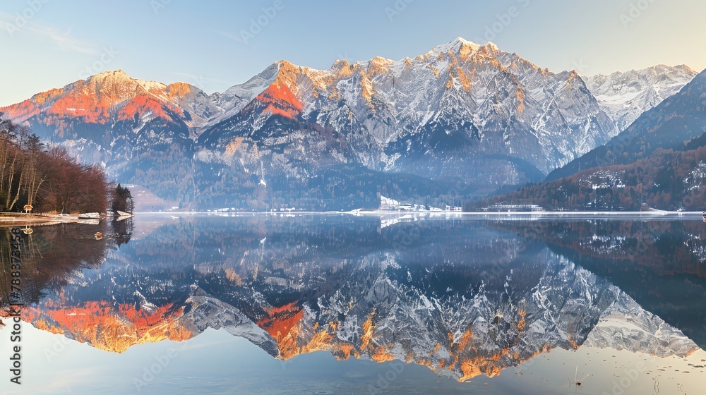 Jasna lake with beautiful reflections of the mountains. Triglav National Park, Slovenia - obrazy, fototapety, plakaty 