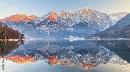 Jasna lake with beautiful reflections of the mountains. Triglav National Park, Slovenia photo