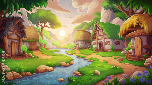 Cartoon background for story telling , animation , video games 