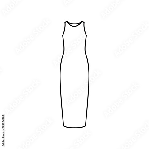 Maxi dress line color icon. Sign for web page, mobile app, button, logo.