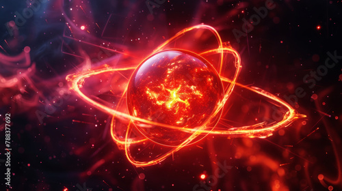 Abstract image of atom - quantum effects, thermonuclear fission concept photo