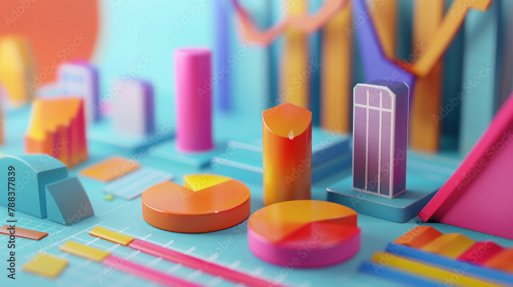 3D Illustration Graphics: Diagram, Evolution Statistics Concept 3D Illustration Graphics: Diagram, Evolution Statistics Concept